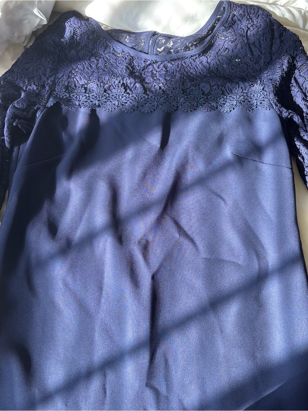 Laundry By Shelli Segal Navy Lace Yoke Blouse